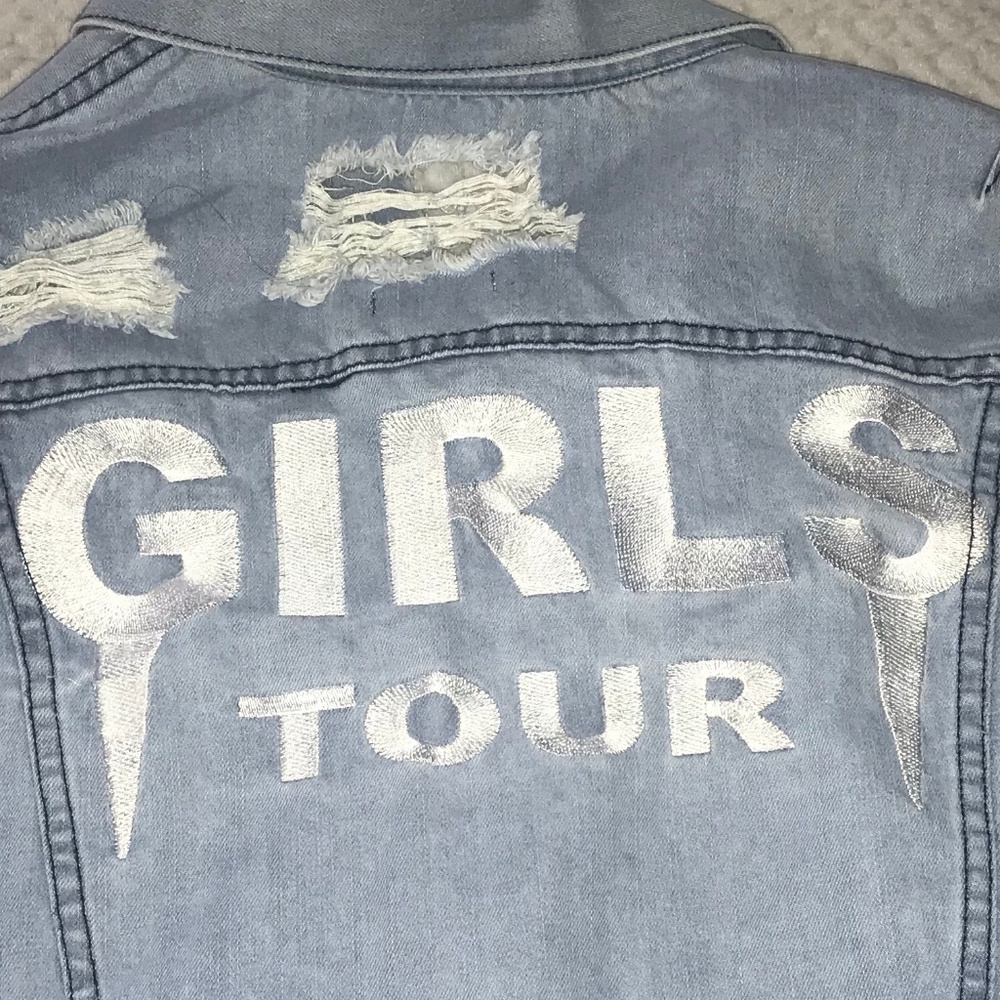 Girls Tour Distressed Blue Jean Jacket